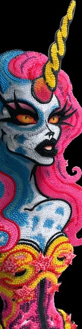 Free dragon bookmark with a ferocious unicorn face